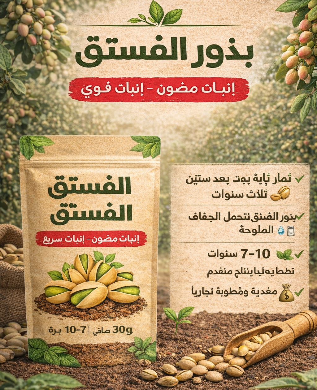 بذور فستق عالية الجودة مضمون النمو
